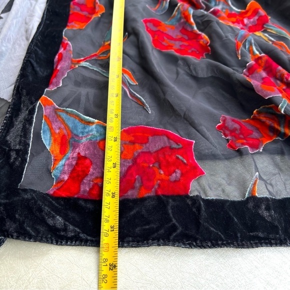 Lovestitch Black Red Velvet Sheer Burnout Kimono
Open Front Boho Bohemian Hippie - Picture 4 of 6